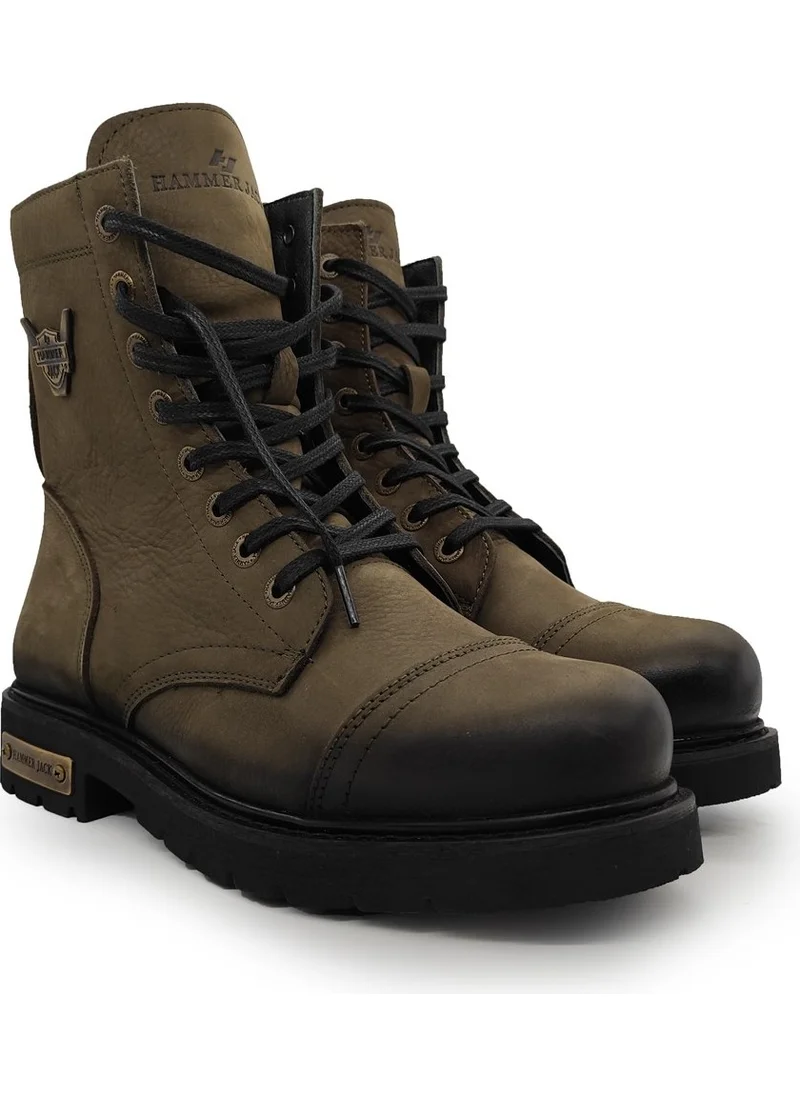 هامر جاك Leather Khaki Color Men's Boots 18505