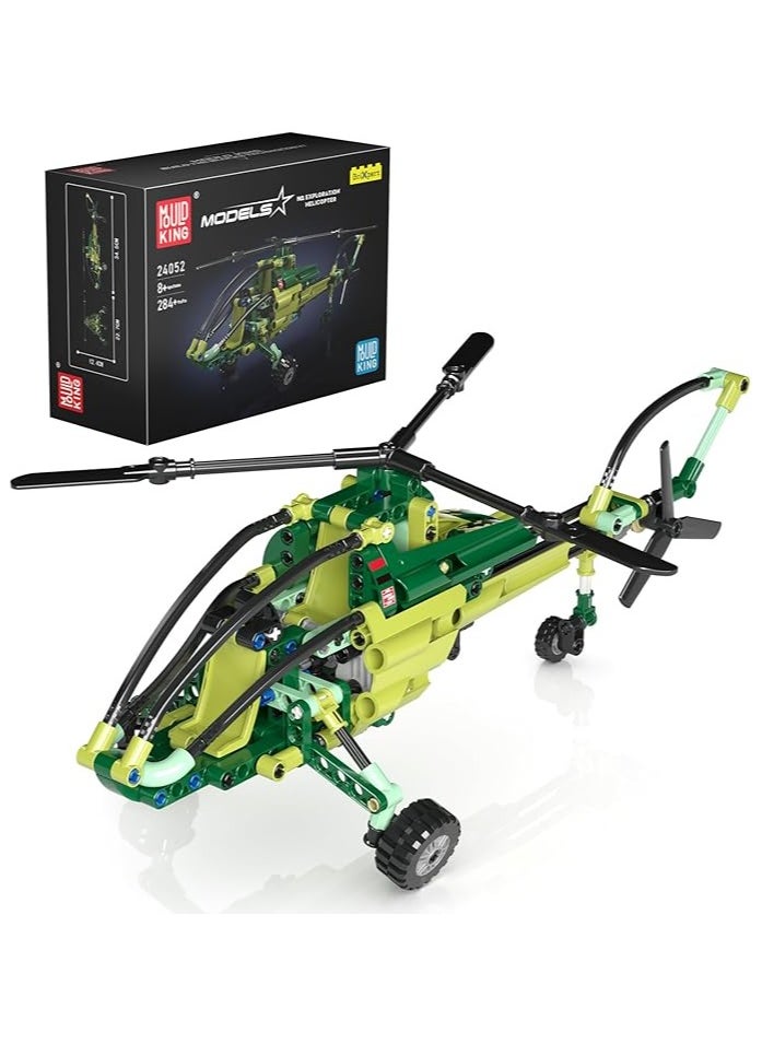 mould king 24052 Helicopter building set, model aircraft building set, toy helicopter building model, toys-and-games/building-toys, children adult building set 284 pieces, 8+  - Image 1