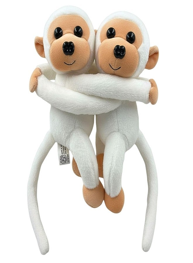 Tickles 2 Pcs Monkey Soft Plush Toy Curtain Tiebacks Holder Clip for Children Living Room Decoration Accessories Window Curtain Decoration (Size: 28 cm Color: White) - Image 4
