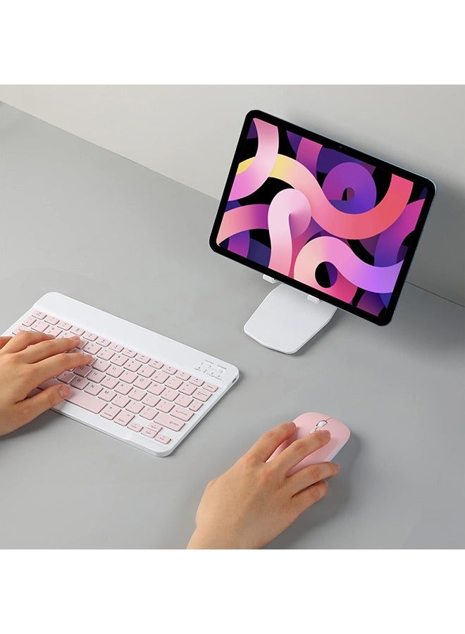 JAJEEK Ultra-Slim Bluetooth Keyboard & Mouse Combo Rechargeable Portable Wireless Keyboard Mouse Set for Android Tablet iPhone iPad Computer PC Laptop- Pink - Image 2