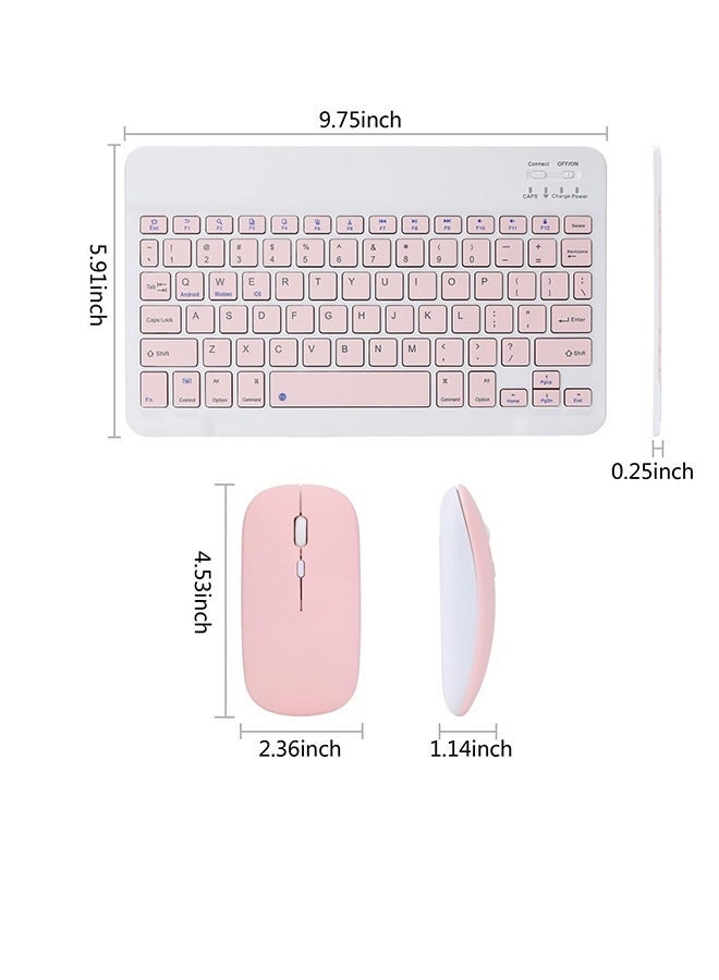 JAJEEK Ultra-Slim Bluetooth Keyboard & Mouse Combo Rechargeable Portable Wireless Keyboard Mouse Set for Android Tablet iPhone iPad Computer PC Laptop- Pink - Image 5
