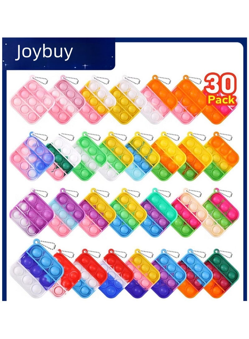 joybuy 30 Pack Mini Pop Fidget Keychain, Kids Party Favors Fidget Toys Bulk, Its Birthday Party Favors for Kids 4+ Year Small Kid, Classroom Prizes Fidgets It Bubbles Poppers - Image 1