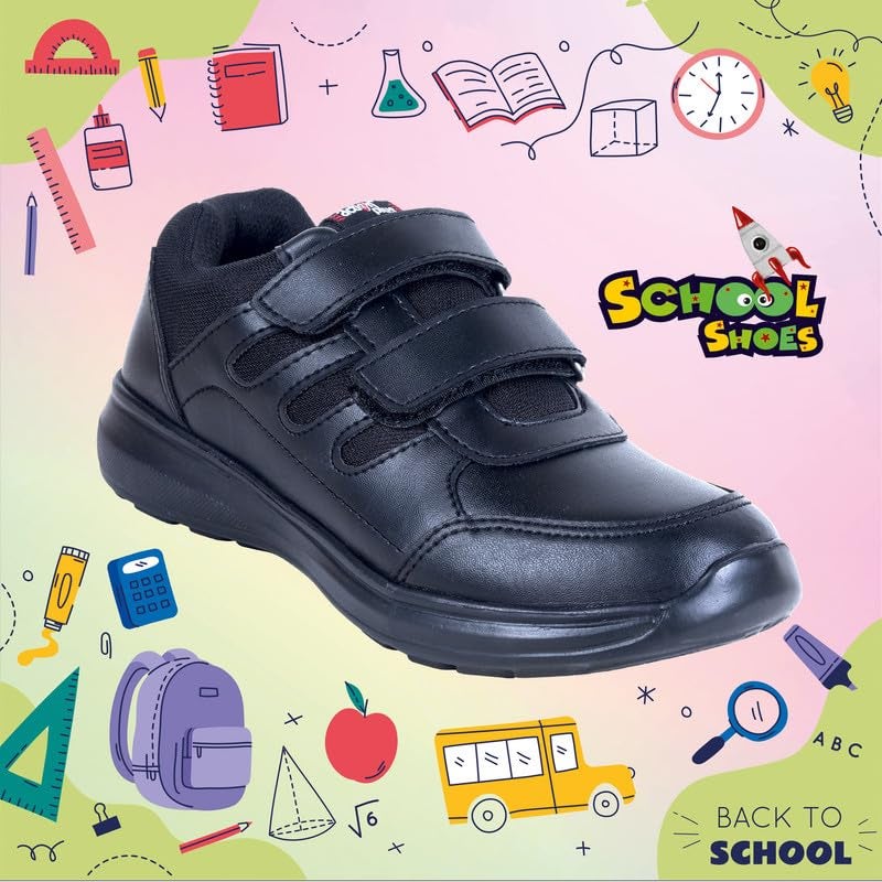 Action School Shoes for Boys & Girls-AGT-52 Black-11-Big - Image 3