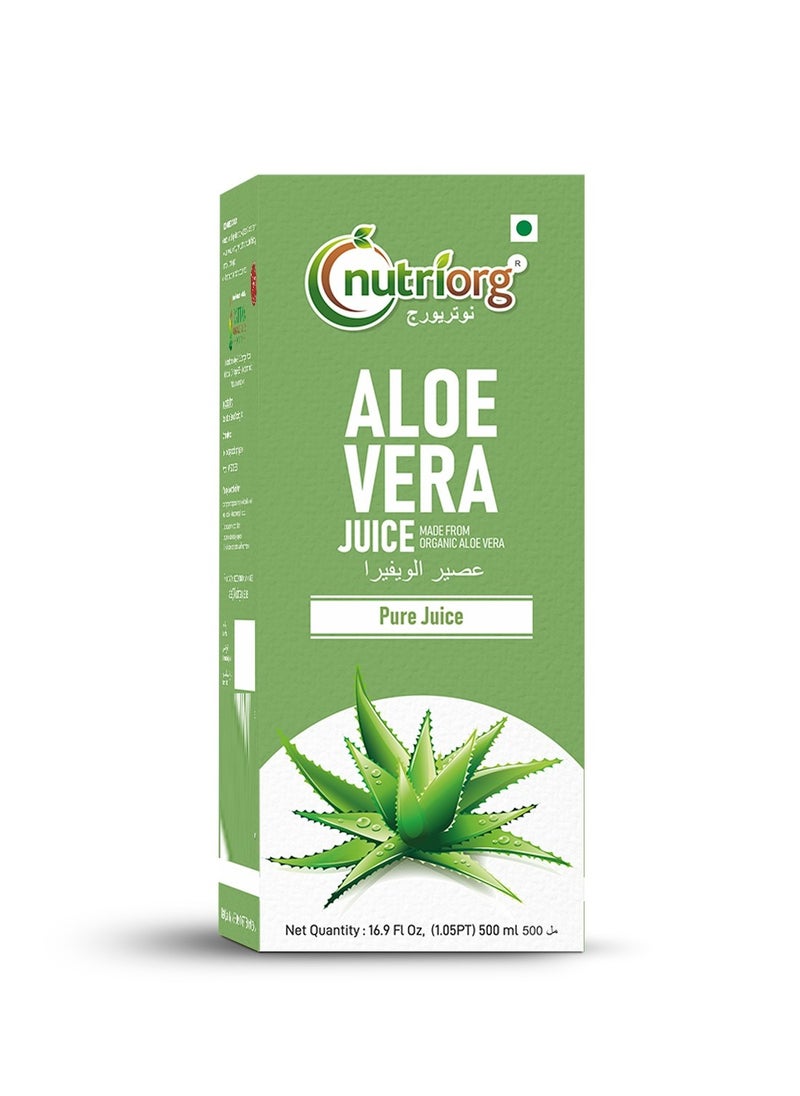 nutriorg Aloe Vera Juice 500ML Rejuvenates Skin And Hair Natural Juice For Skin And Hair Care No Added Sugar  - Image 1