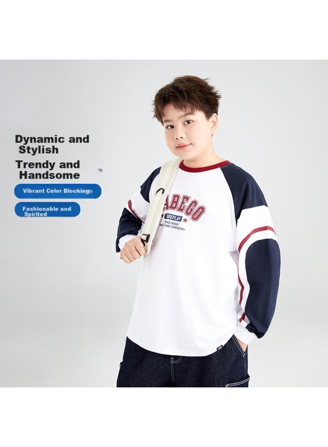 TABE Xiaozhutuoni Boys' Cotton T-shirt, Autumn Wear, Children's Long-sleeve, Skin-friendly, For Ages 6-15, Big Kids, Sports Long Tee, Youth, New Style - Image 1