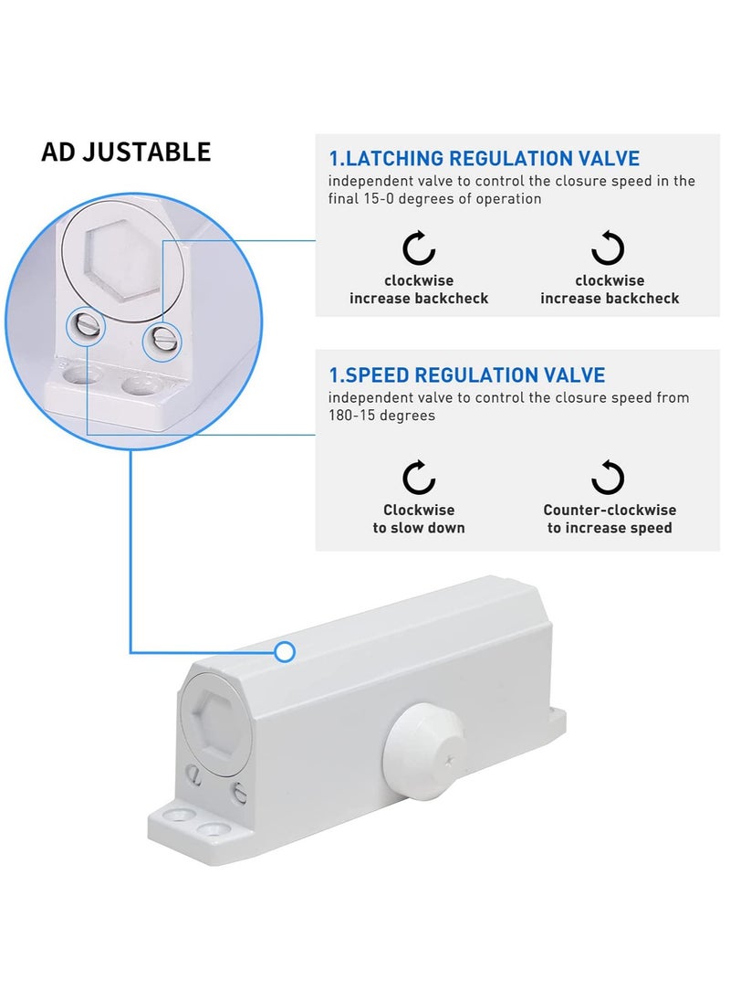 SYOSI Automatic Door Closer Size 5 Suitable for Door Weight 85 105kg Spring Hydraulic Door Closer Aluminum Alloy Material Heavy Duty Easy Installation H 1322 H 1683 H 1883 GK 1883 Size 5 White  - Image 4