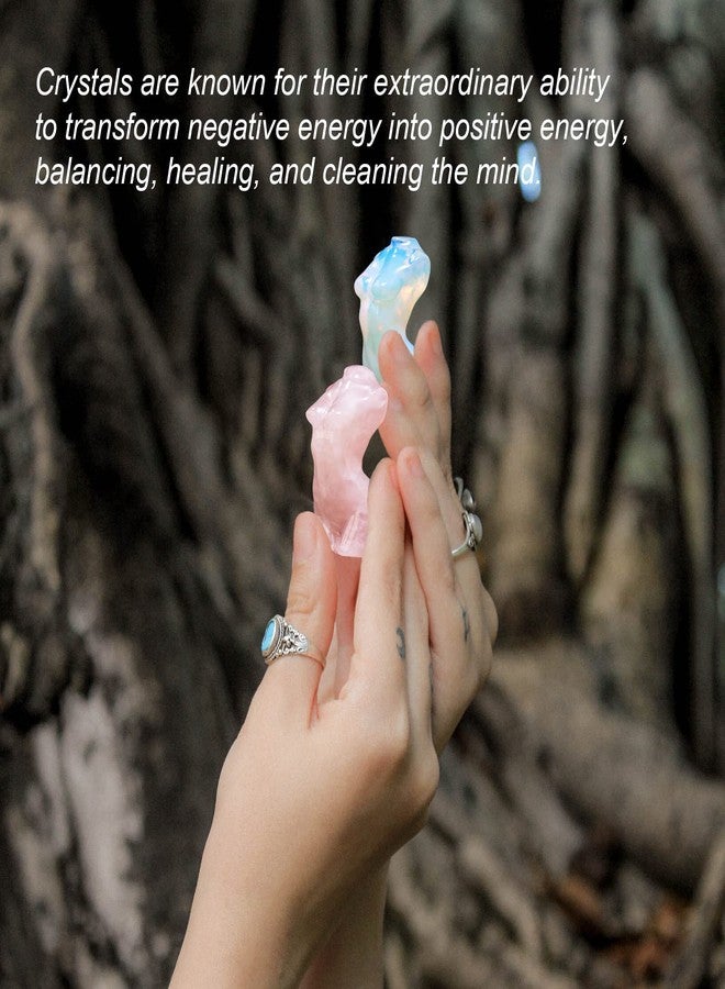 Apengshi Natural Rose Quartz Goddess Image Hand-Carved Female Model Collect Sculpture Crafts Healing Crystal Meditation Yoga Balancing Chakras Reiki Statue Pocket-Sized Home Ornaments Spiritual Gifts - Image 4