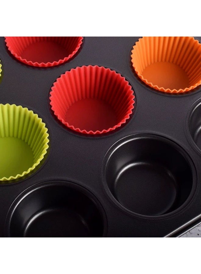 Cupcake Baking Set – 12-Cup Muffin Tray with Colorful Silicone Cupcake Liners, Non-Stick & Easy to Clean - Image 2