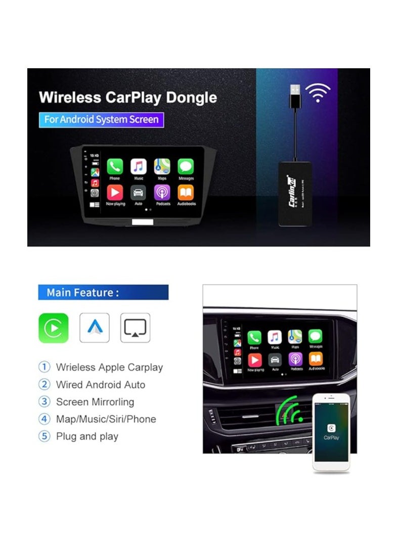 CarlinKit Adapter for Android Car Radio: Wireless Android Auto & Apple CarPlay, Fast Plug & Play, Dual Compatibility, Hands-Free Calling, Voice Control, Easy Installation