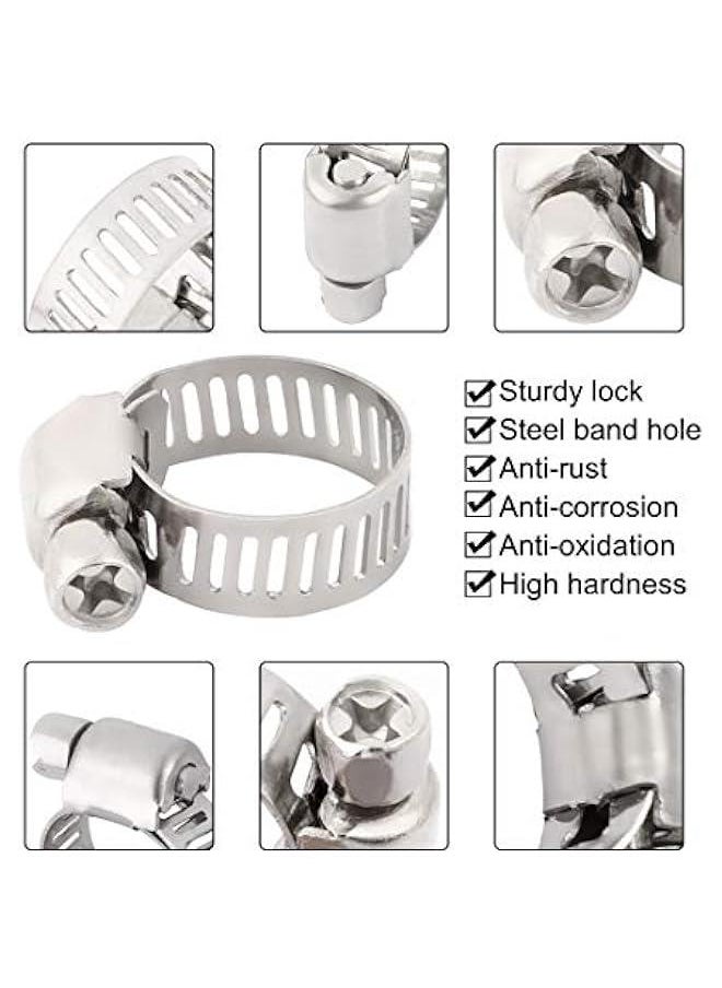 Generic 10 Pcs 3/8 Silver Hose Clamps Stainless Steel, Adjustable Worm Gear Hose Clamps for 3/8-5/8 Heater Hose Radiator Hose Fuel Line Clamps, Must-Have Car Tools Pipe Clamps(3/8-5/8) Clamps and Sleeving  - Image 3