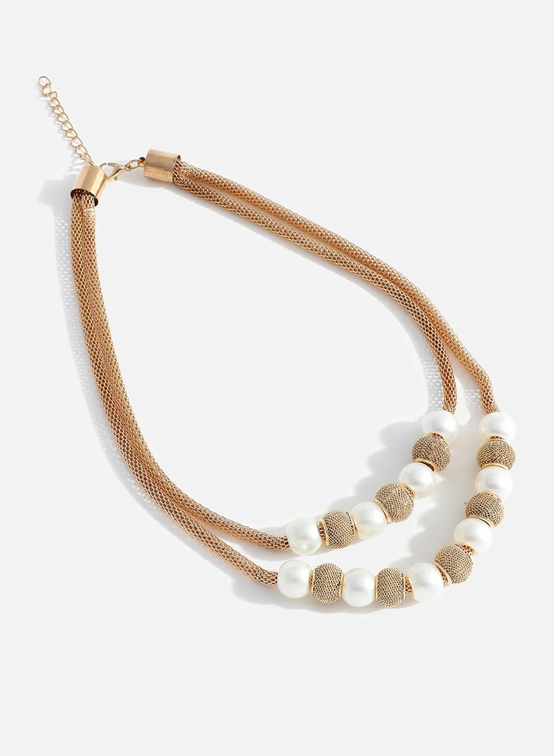 سوهي عقد من اللؤلؤ المطلي بالذهب