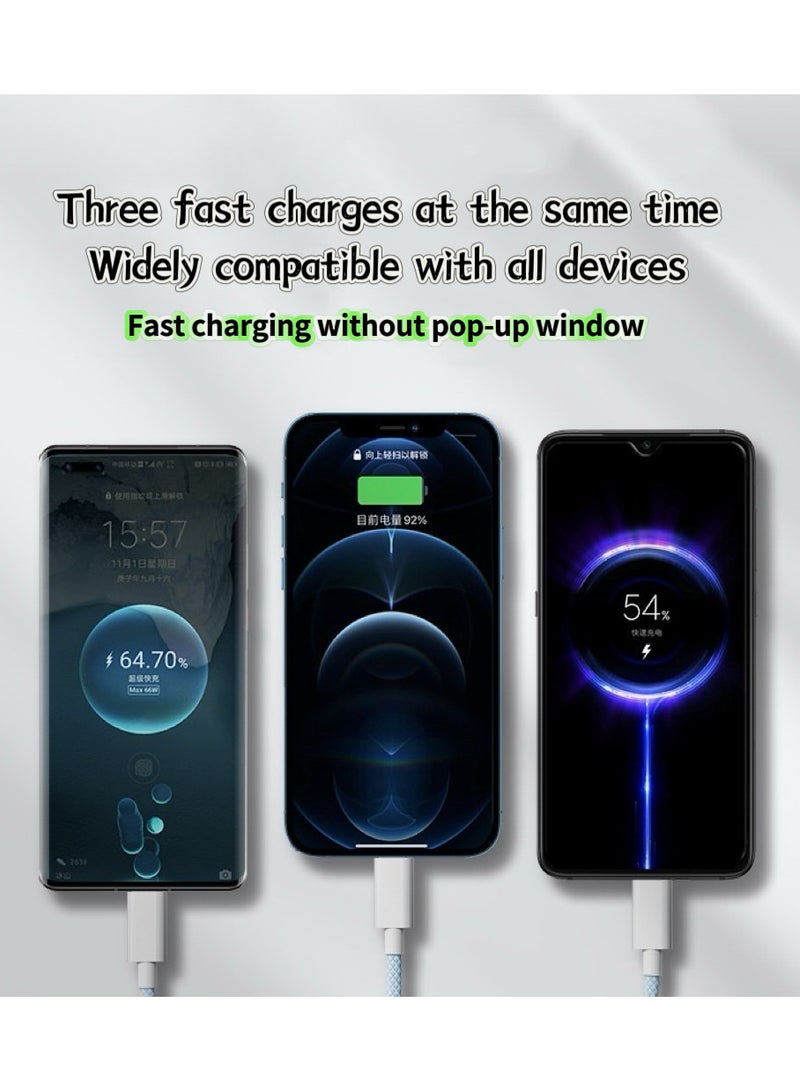 66W Fast Charging Braided 3 In 1 USB Cable - Image 3