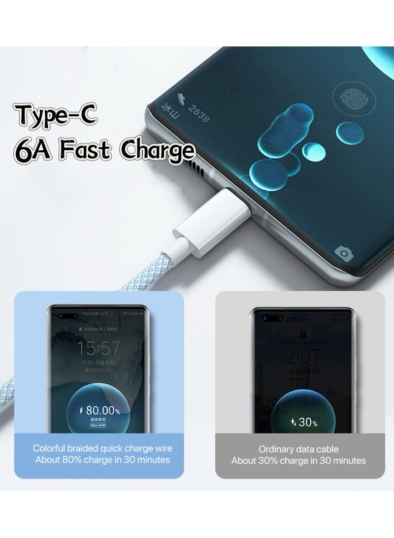66W Fast Charging Braided 3 In 1 USB Cable - Image 4