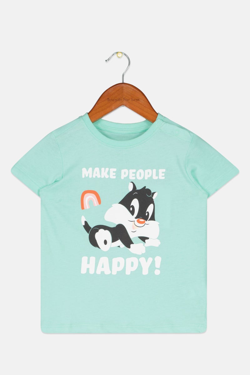 Sinsay Fox And Bunny By Sinsay Toddlers Girl Crew Neck Short Sleeve Graphic Print T-Shirt, Light Green - Image 1