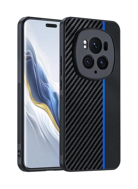 Honor Magic 6 Pro,Carbon Fiber PU Leatrher Skin Case Anti-Shock Case for Magic 6 Pro