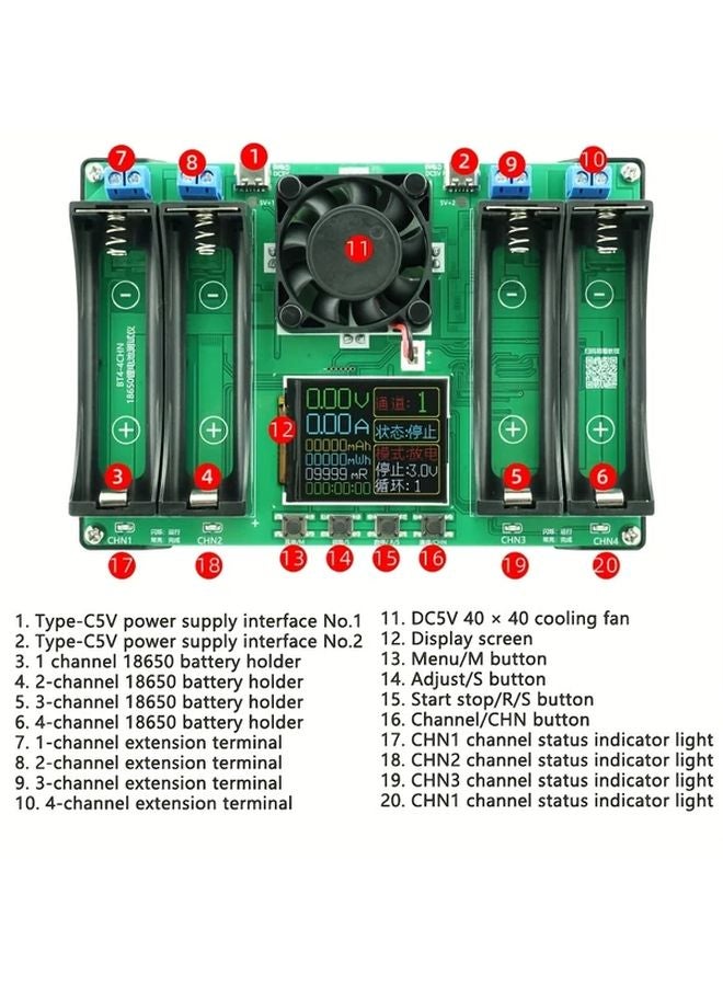 4CH 18650 Lithium Ion Battery Tester Charger Discharger Module 4 Slot Independent - Image 5