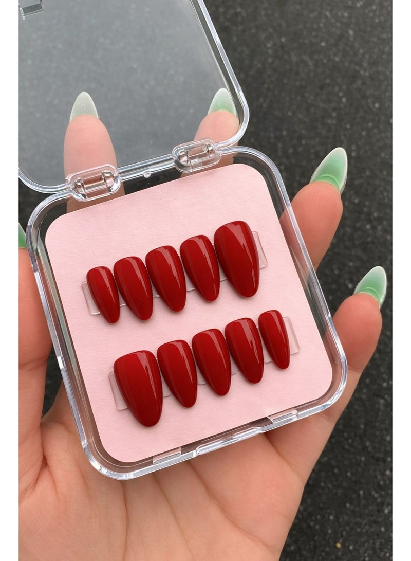 أظافر لاصقة - لون أحمر خمري - Image 1