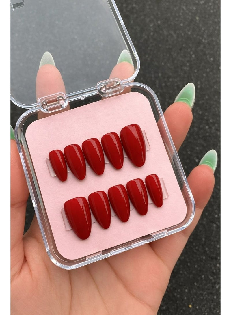 24 Pc Press-On Nails Set in Shape Almond with glue tabs-Professional and Reusable - Image 1