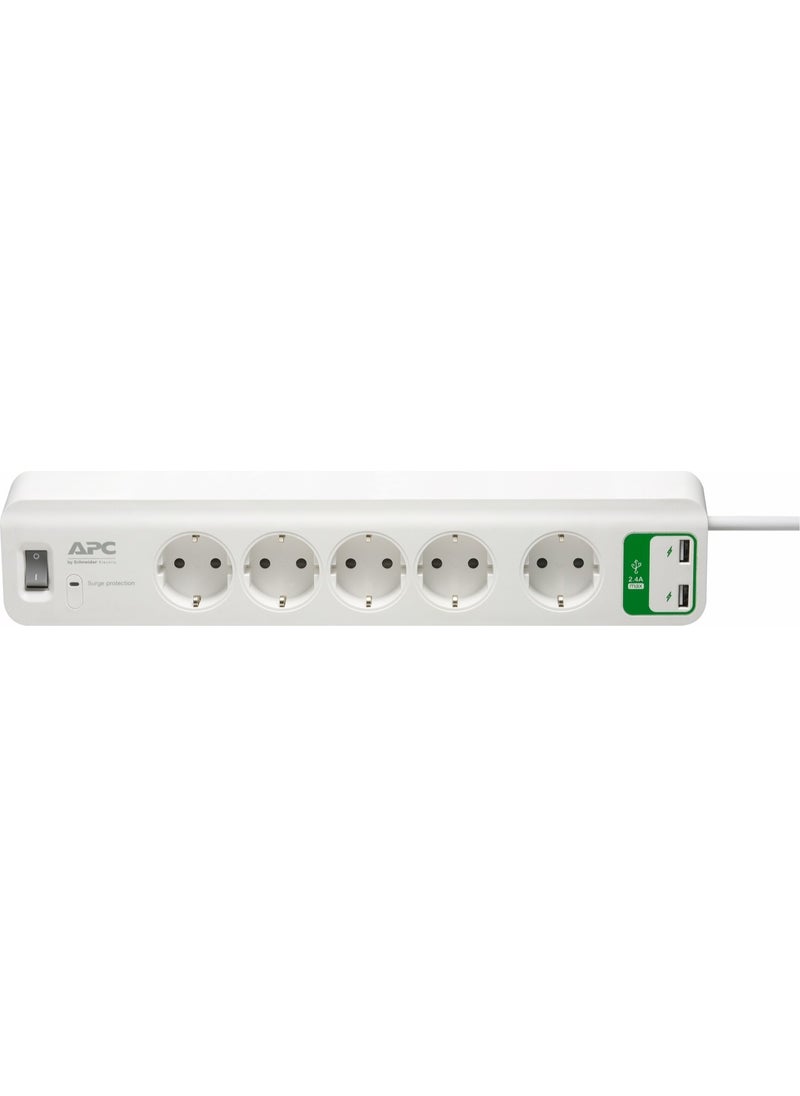 Schneider Electric APC 5-Pin Current Protected Socket and 2 USB Inputs 5V-2.4A PM5U-GR  - Image 1