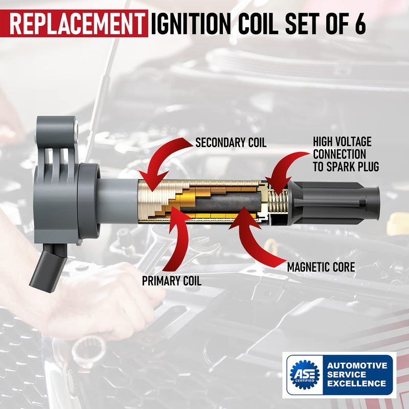 AA Ignition Ignition Coil Set of 6 - Replaces 90919-A2007 - Compatible with Toyota, Lexus & Scion Vehicles - 2.7L, 3.5L V6 - Ignition Coil Pack Fits, Camry V6, Avalon, Sienna, Rav4 and more - Image 4