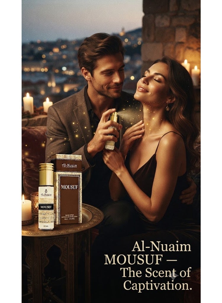 Al Nuaim Mousuf Eau de Parfum Spray Unisex 10ml | Long Lasting Oriental Woody Musky Fragrance Mini Perfume | Premium Natural Scent for Men & Women | Travel Size Pocket Vaporisateur for Daily Wear - Image 2