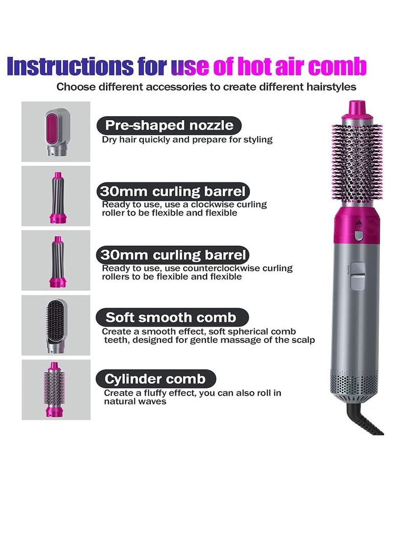 Hair Dryer Brush 5 In 1 Hair Blower Brush Hot Air Styler Comb One Step Hairdryer Electric Blowing Hair Dryer Auto Curling Iron - Image 2