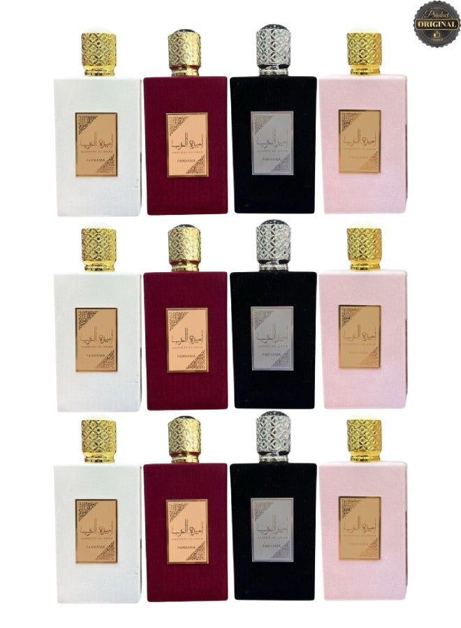 FAKHAMA 3 Pieces Ameerat Al Arab White And 3 Pieces Ameerat Al Arab Red And 3 Pieces Ameer Al Arab Black And 3 Pieces Ameerat Al Arab Beige 100ML - Image 1