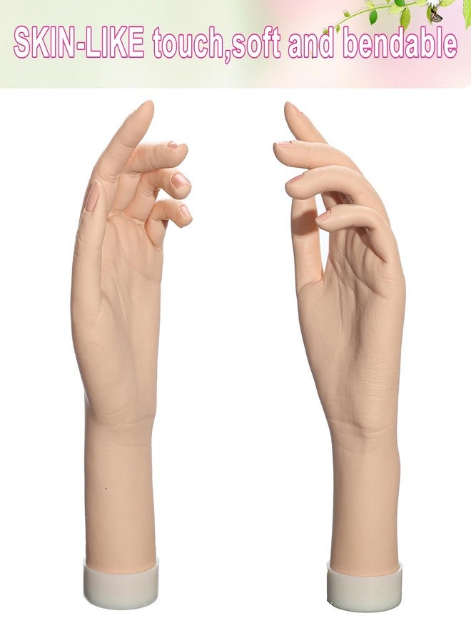 DXdixiu Practice Hand for Acrylic Nails Realistic Mannequin Hand for Nails Practice Soft Flexible Bendable False Fake Nail Hand Art Trainer Manicure Practice Hand Tool and Rings Display of Bracelets (Left) - Image 3