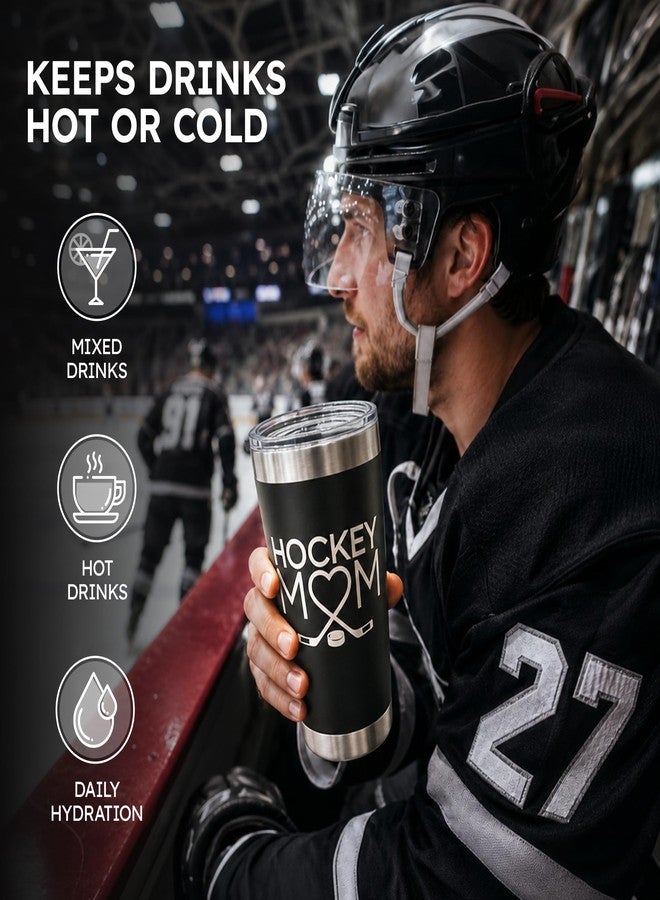 Maverick Advantage Hockey Mom Tumbler - 20 oz Black Tumbler w/Sliding Lock Lid - Mom Gift - Hockey Gift - Image 3