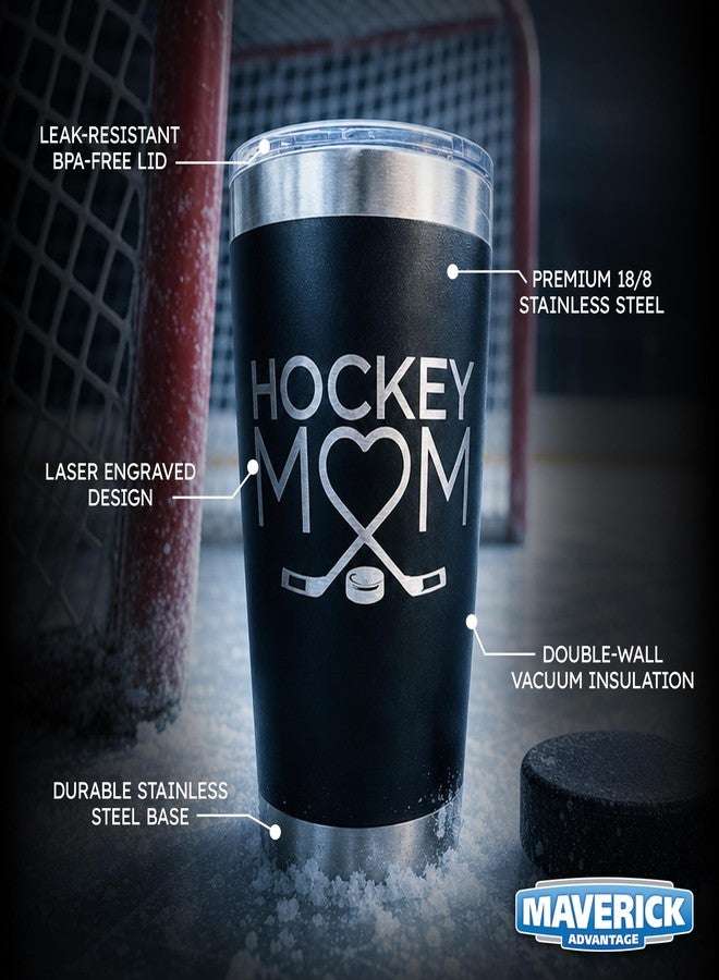 Maverick Advantage Hockey Mom Tumbler - 20 oz Black Tumbler w/Sliding Lock Lid - Mom Gift - Hockey Gift - Image 4