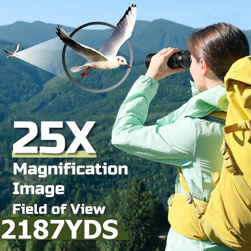 UBieok High Power 25X60 Binoculars for Adults BAK4 Prism FMC Lens - Black - Image 2