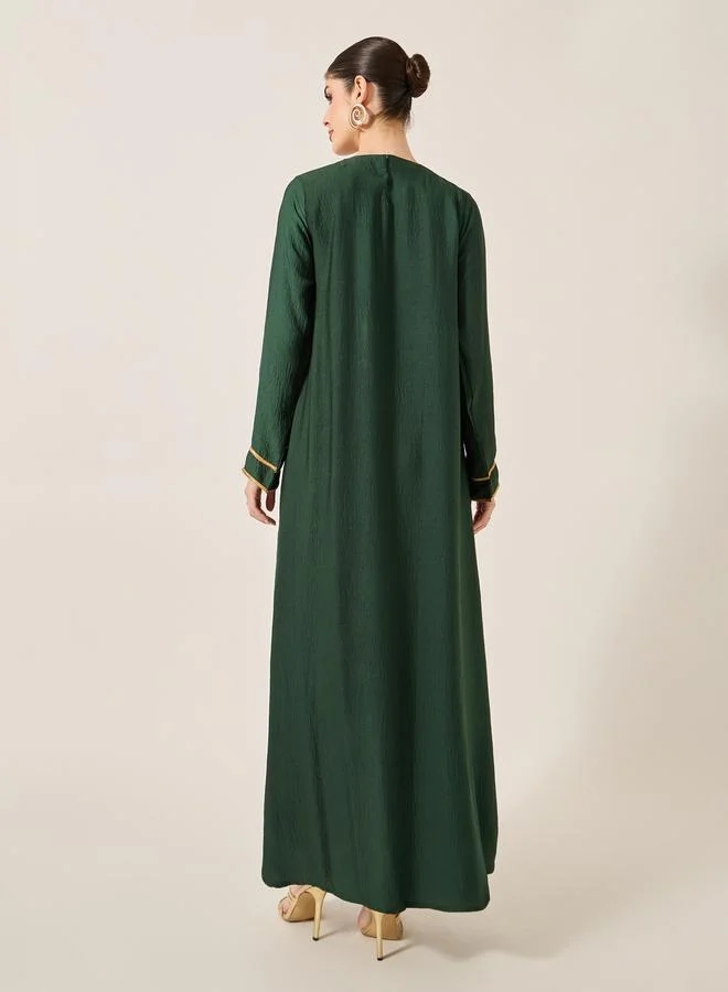 Styli Lace Detail Keyhole Neck A-Line Jalabyia
