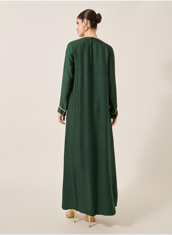 Styli Lace Detail Keyhole Neck A-Line Jalabyia  - Image 5