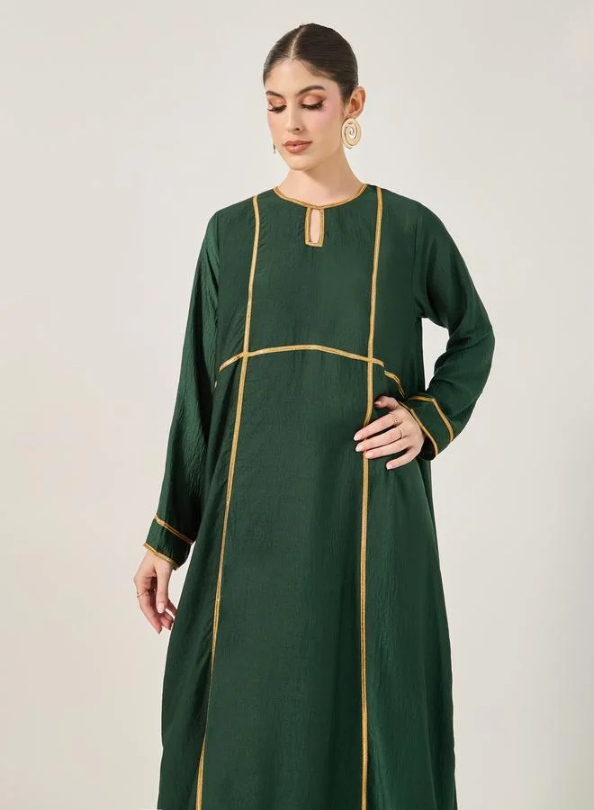 Styli Lace Detail Keyhole Neck A-Line Jalabyia