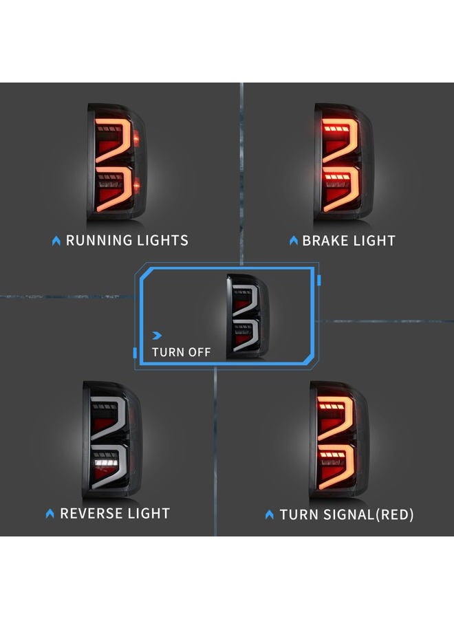 VLAND Led Tail Lights Compatible with Chevy Silverado 2014-2018 w/Dynamic Animation DRL w/Red Turn Signal Clear Lens - Image 2