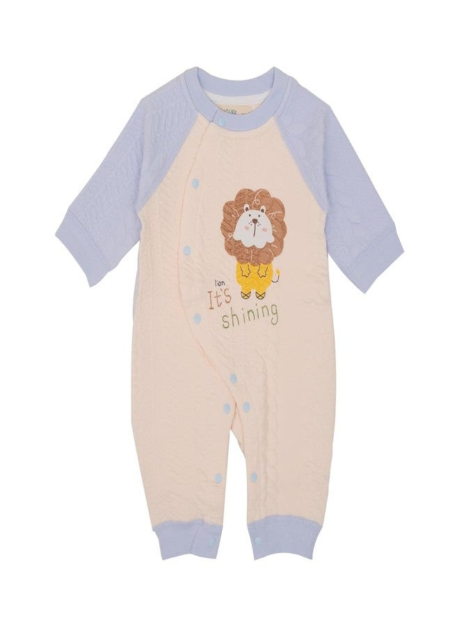 A toddler thing 100% Organic Muslin Cotton Bodysuit | Full Sleeves | Comfortable Baby Products | Soft Dress for Boys & Girls | Light Weight, Easy to Wear Bodysuit | 0-3 Months | Blue Tiny Roars - Image 1