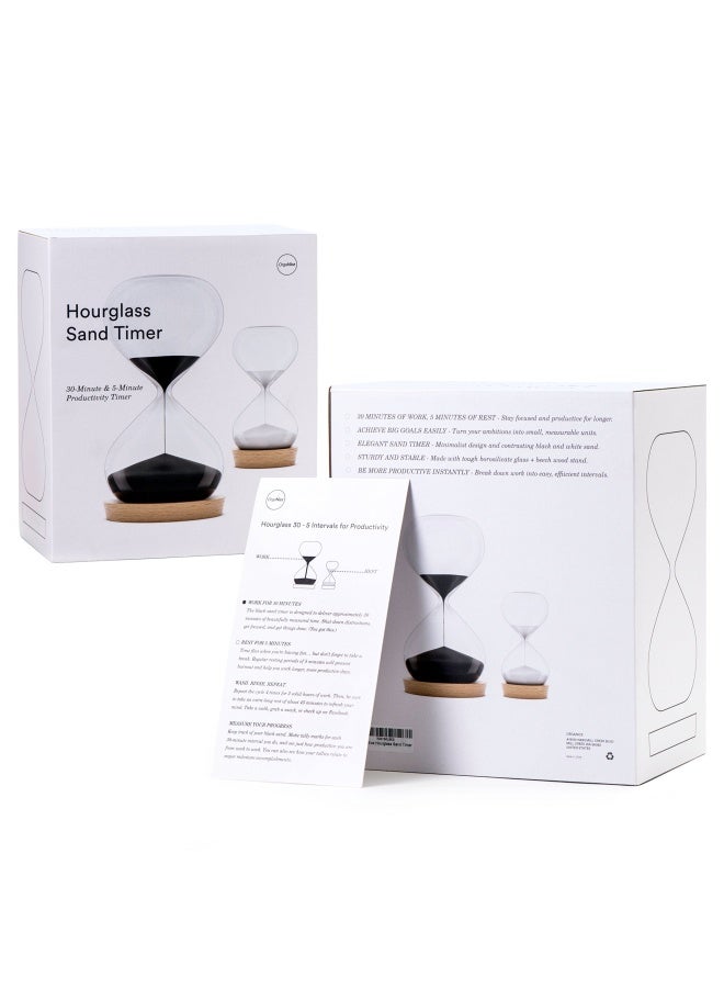 OrgaNice Hourglass Sand Timer - Designed For Hardworking Americans - 30-Minute And 5-Minute Productivity Timer - Get More Stuff Done - Prevent Burnout - Achieve Goals Faster Gift-Ready Packaging  - Image 4
