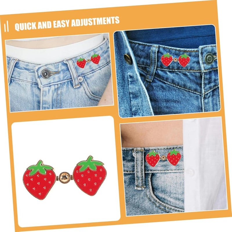 Veemoon مقاطع ضبط الخصر القابلة للتعديل للجينز أزرار بنطال قابلة للفصل بتصميم الفراولة - Image 3