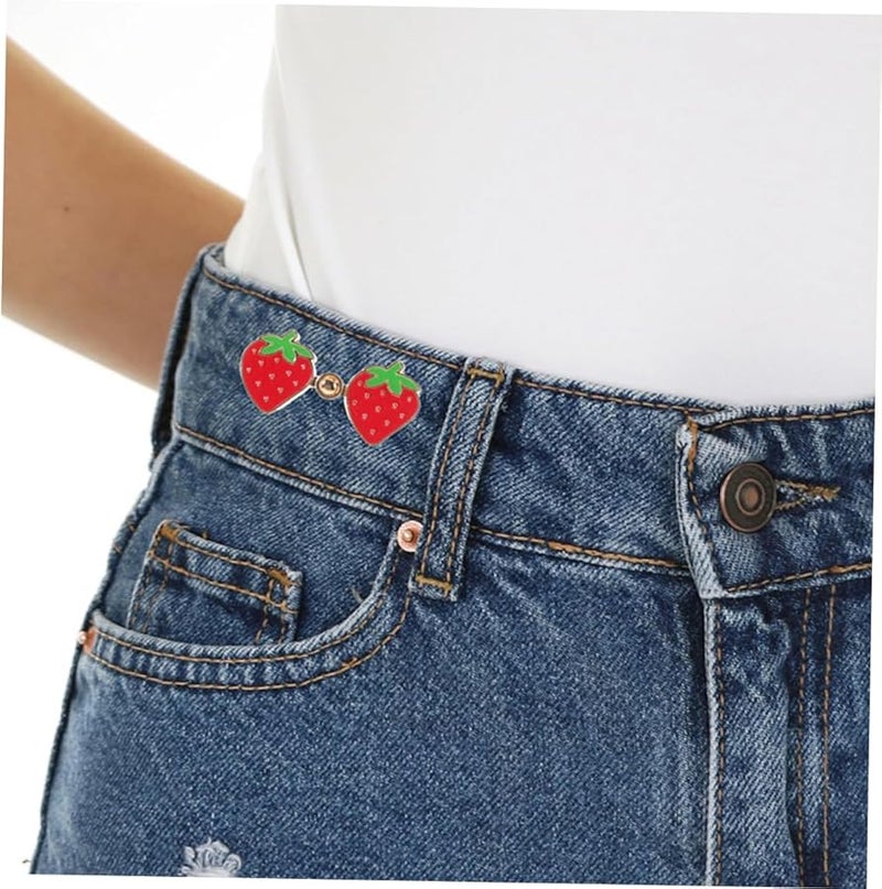 Veemoon مقاطع ضبط الخصر القابلة للتعديل للجينز أزرار بنطال قابلة للفصل بتصميم الفراولة - Image 4