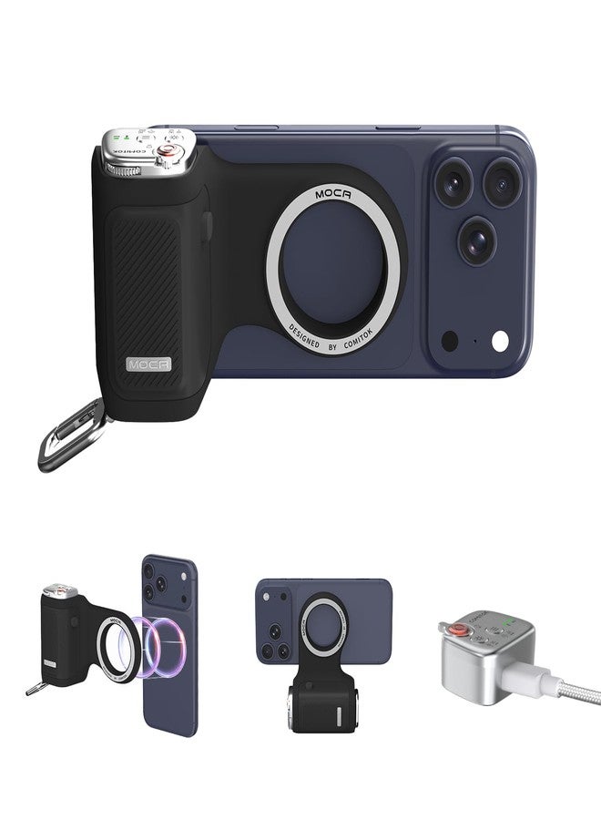 COMITOK MOCA iPhone 17 Pro Camera Grip No Need App for iOS26, Compatible iOS17 and iOS18, Fun Shot Magnetic Grip for Phone Native Camera with Anti-Drop Detachable Remote and Convenient Keychain Hook - Image 1
