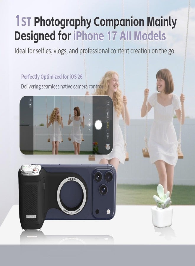COMITOK MOCA iPhone 17 Pro Camera Grip No Need App for iOS26, Compatible iOS17 and iOS18, Fun Shot Magnetic Grip for Phone Native Camera with Anti-Drop Detachable Remote and Convenient Keychain Hook - Image 2