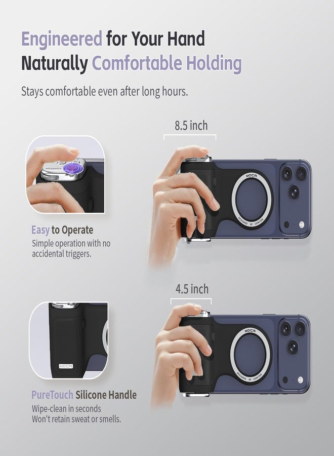 COMITOK MOCA iPhone 17 Pro Camera Grip No Need App for iOS26, Compatible iOS17 and iOS18, Fun Shot Magnetic Grip for Phone Native Camera with Anti-Drop Detachable Remote and Convenient Keychain Hook - Image 4