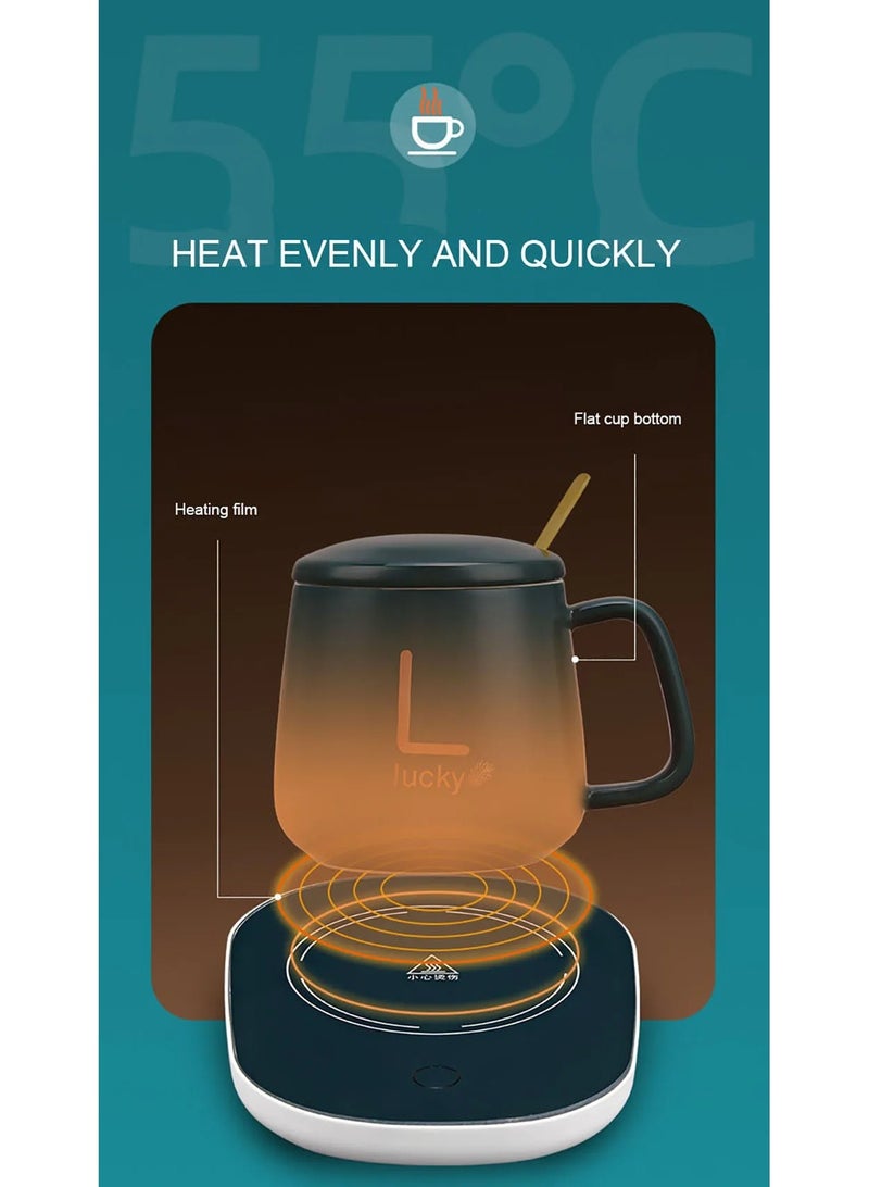ارواق مجموعة سخان القهوة مع كوب وملعقة وسخان، جهاز تسخين كوب القهوة الذكي مع تشغيل/إيقاف تلقائي لتحفيز الجاذبية للقهوة والشاي والماء والحليب وصندوق هدايا عيد الميلاد - Image 2