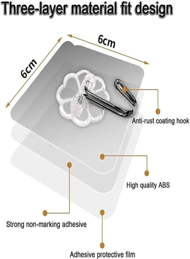 DEPOFF Self Adhesive Wall Hooks - 20 Pcs Heavy Duty Wall Hooks for Hanging | Nail Free Sticky Hooks for Wall Heavy Items Without Drilling, Transparent Wall Hanger Hook (Flower Hook, 20) - Image 4