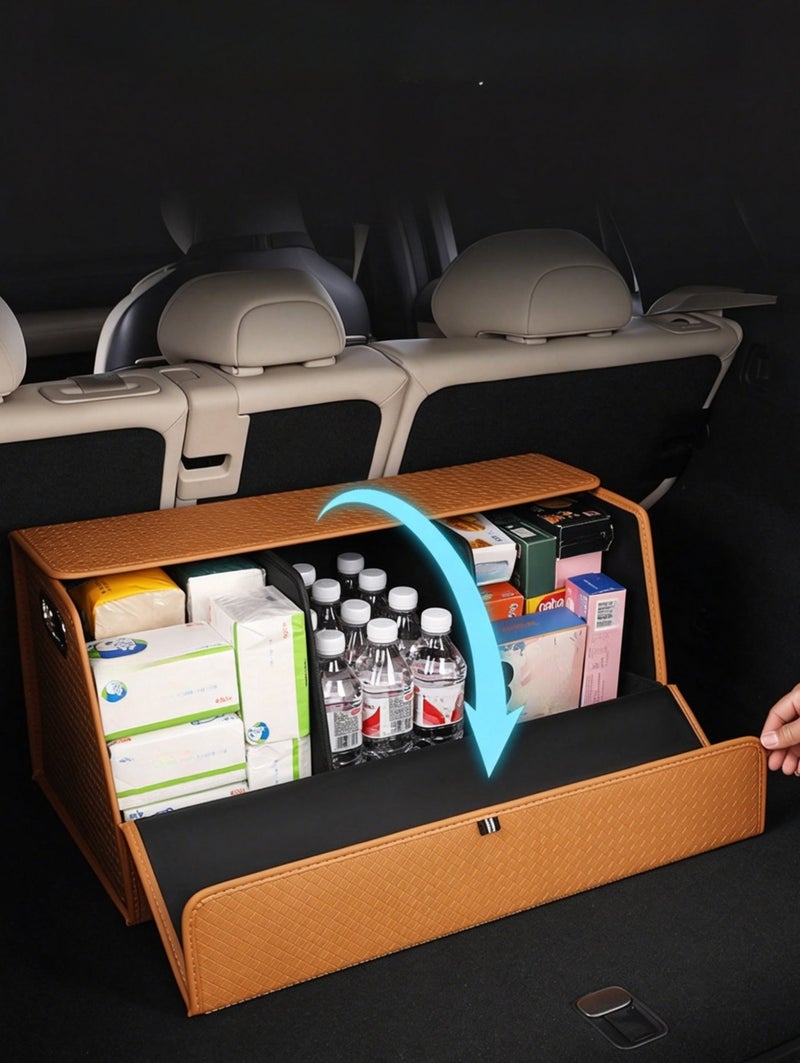 Car Trunk Organizer with 2 Adjustable Compartments & Magnetic Buckle – Foldable SUV, Sedan, Truck Storage Box - Image 1
