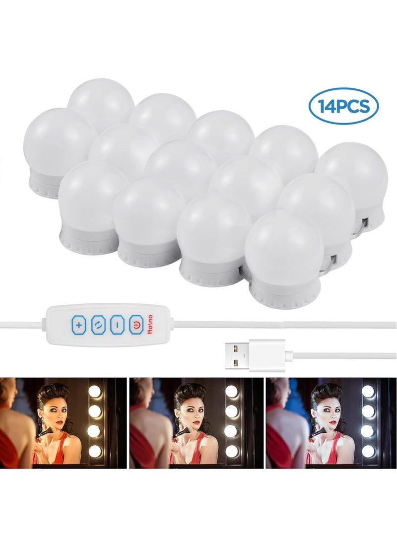Generic - Vanity Lights Kits DIY, Makeup Lights with 14pcs Dimmable Bulbs, 3 Colour Modes with Touch Sensor Dimmer Switch for Dressing Table - Image 1