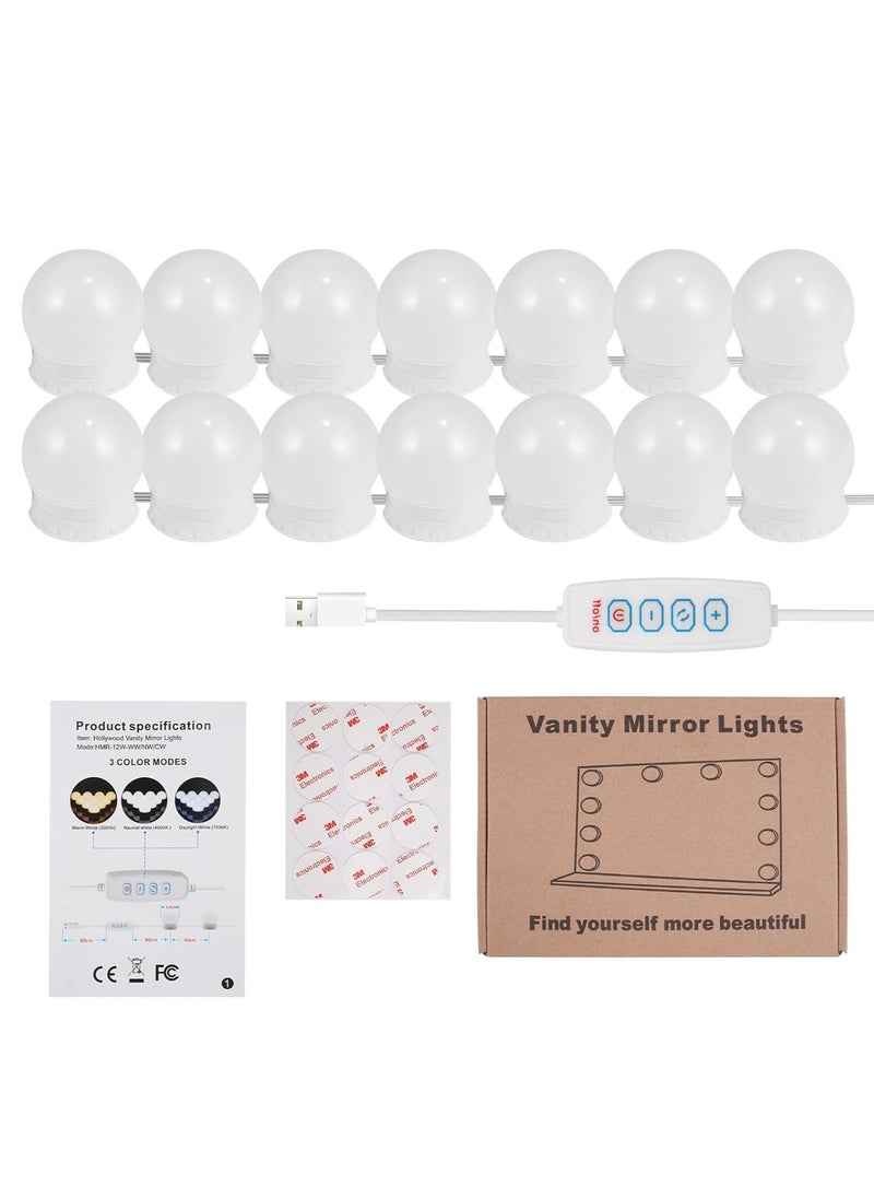 Generic - Vanity Lights Kits DIY, Makeup Lights with 14pcs Dimmable Bulbs, 3 Colour Modes with Touch Sensor Dimmer Switch for Dressing Table - Image 1
