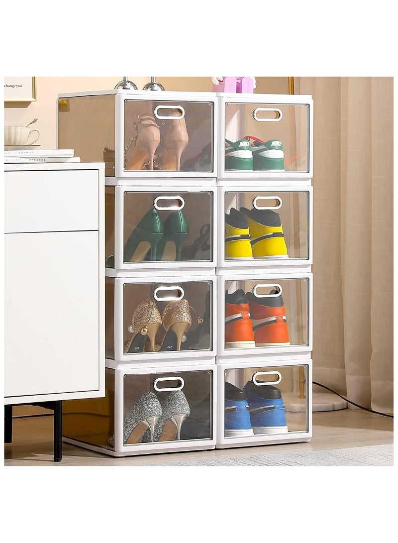 بلومنغ تايم صندوق تخزين أحذية قابل للطي من 4 طبقات لغرفة النوم، حاويات أحذية مجانية التركيب، مساحة كبيرة لعرض الأحذية الرياضية - Image 2