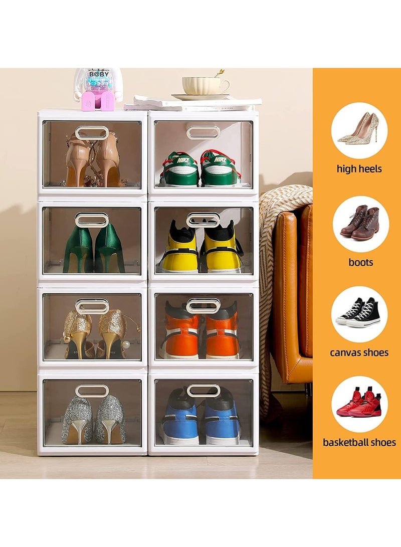 بلومنغ تايم صندوق تخزين أحذية قابل للطي من 4 طبقات لغرفة النوم، حاويات أحذية مجانية التركيب، مساحة كبيرة لعرض الأحذية الرياضية - Image 4