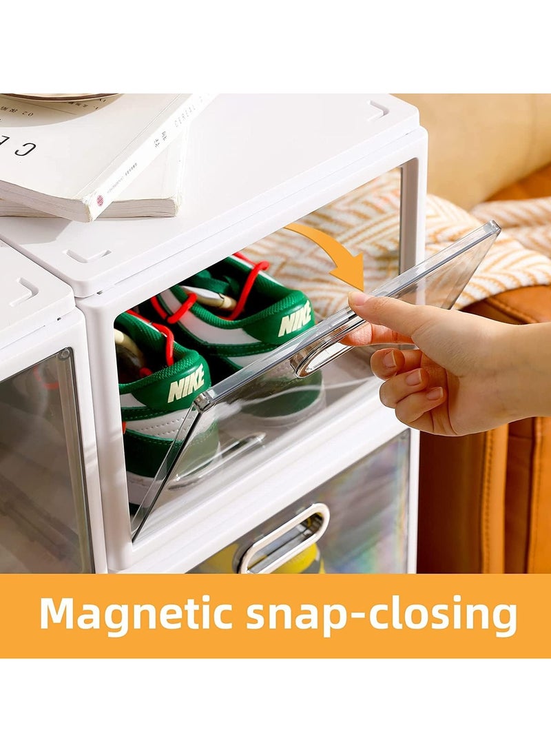 بلومنغ تايم صندوق تخزين أحذية قابل للطي من 4 طبقات لغرفة النوم، حاويات أحذية مجانية التركيب، مساحة كبيرة لعرض الأحذية الرياضية - Image 5